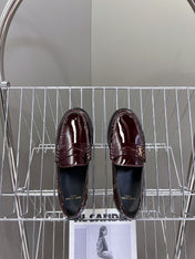 YSL 25S SAINT LAURENT LOAFERS IN BLACK CHERRY PATENT CALFSKIN