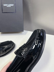 YSL 25S SAINT LAURENT LOAFERS IN BLACK PATENT CALFSKIN