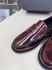 YSL 25S SAINT LAURENT LOAFERS IN TORTOISESHELL CRIMSON GLOSSY CALFSKIN
