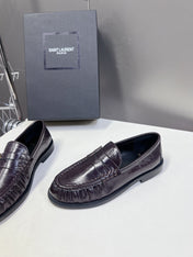 YSL 25S SAINT LAURENT LOAFERS IN DUSTY PLUM CALFSKIN