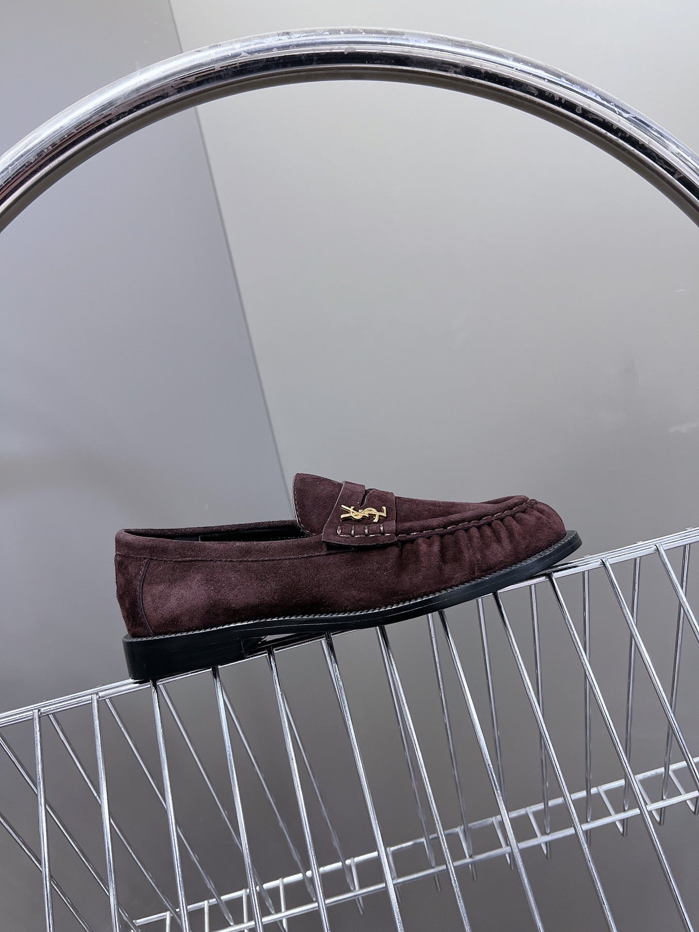 YSL 25S SAINT LAURENT LOAFERS IN DUSTY PLUM SUEDE