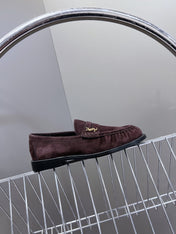 YSL 25S SAINT LAURENT LOAFERS IN DUSTY PLUM SUEDE