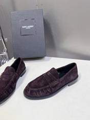 YSL 25S SAINT LAURENT LOAFERS IN DUSTY PLUM SUEDE