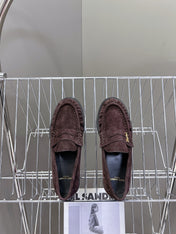 YSL 25S SAINT LAURENT LOAFERS IN DUSTY PLUM SUEDE