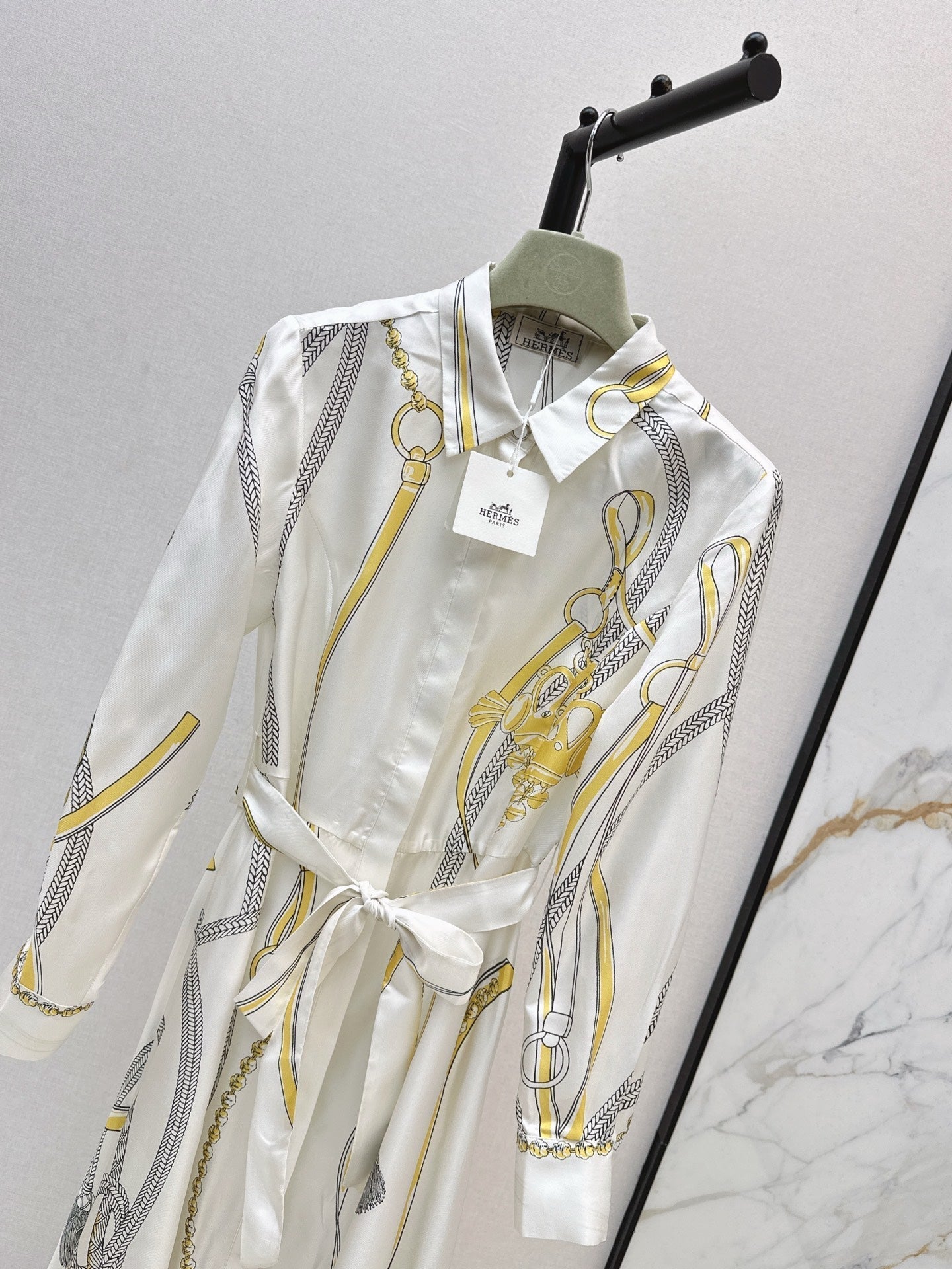 HERMES 25S LONG SILK DRESS 043
