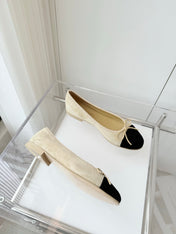 BALLET FLAT IN LIGHT YELLOW MIX BLACK SUEDE