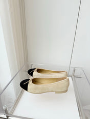 BALLET FLAT IN LIGHT YELLOW MIX BLACK SUEDE