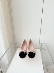 BALLET FLAT IN BABY PINK MIX BLACK SUEDE