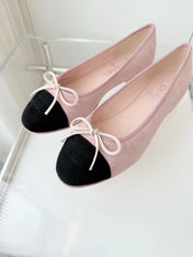 BALLET FLAT IN BABY PINK MIX BLACK SUEDE