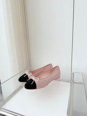 BALLET FLAT IN BABY PINK MIX BLACK SUEDE