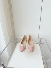 BALLET FLAT IN LIGHT PINK MIX PALE GRAY SUEDE