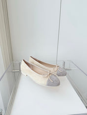BALLET FLAT IN DOVE GRAY MIX PALE YELLOW SUEDE