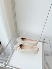 BALLET FLAT IN DOVE GRAY MIX PALE YELLOW SUEDE