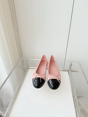 BALLET FLAT IN BABY PINK MIX BLACK CALFSKIN