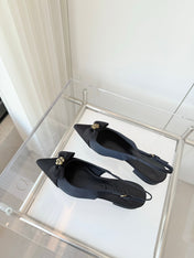 SLINGBACKS 18 MM IN BLACK CALFSKIN MIX CANVAS