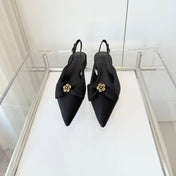 SLINGBACKS 18 MM IN BLACK CALFSKIN MIX CANVAS