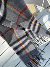 CHECK SCARF 200 CM IN GRAY GRAPHITE MIX BLACK 394752