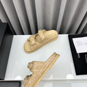 dad sandals beige patent lambskin mules