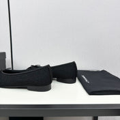 BALLET FLATS IN BLACK TWEED AND CALFSKIN