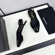 SLINGBACK BLACK TWEED AND CALFSKIN