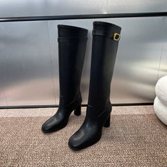 DIOR 25S D-EMPREINTE COUTURE BOOTS 90MM IN BLACK CALFSKIN