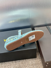 ALAIA MARY JANE FLAT 25S IN PASTEL BLUE MESH CALFSKIN