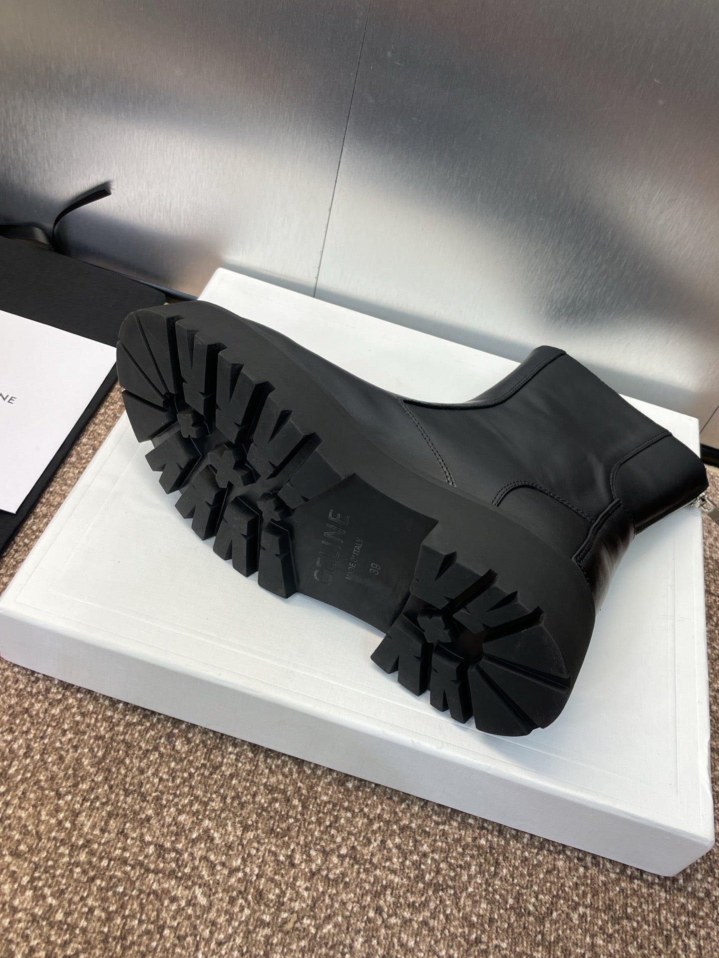 CELINE 26S ANKLE BOOTS 45 MM IN BLACK CALFSKIN