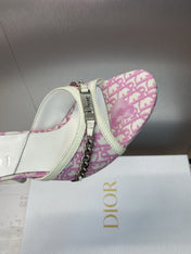 DIOR 25S HIGH HEELS PUNK 85MM IN PINK WHITE CALFSKIN AND CANVAS