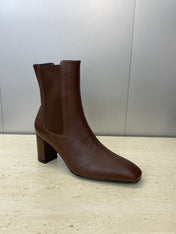 YSL 25S HEELED ANKLE BOOTS 70 MM IN DARK BROWN SMOOTH LAMBSKIN