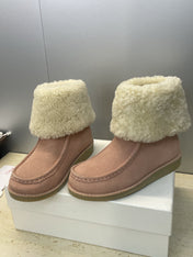 CHLOÉ 26S SHEARLING BOOTS IN LIGHT PINK SUEDE