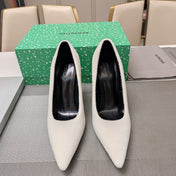 HIGH HEEL PUMPS 90MM IN WHITE WOOL