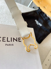 BELT 25MM TRIOMPHE LOGO CUT-OUT IN WHITE SMOOTH CALFSKIN WITH GOLD BUCKLE