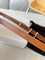 CL BELT 18MM IN BROWN TAURILLON CALFSKIN GOLD BUCKLE