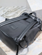 BACKPACK 45 IN BLACK CALFSKIN WITH EMBOSSED LOGO