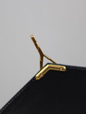 CASSANDRA TOP HANDLE BAG 24 IN BLACK CALFSKIN GOLD HARDWARE