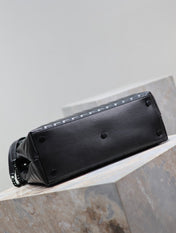 LOULOU LARGE 36 IN BLACK QUILTED CALFSKIN BLACK HARDWARE