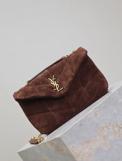 PUFFER TOY 23 IN WALNUT BROWN SUEDE GOLD HARDWARE