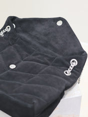 YSL 25S LOULOU PUFFER GM 35 IN BLACK SUEDE SILVER HARDWARE
