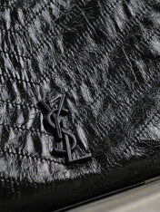 NIKI SHOPPING BAG 33 IN BLACK CRUMPLED CALFSKIN SILVER HARDWARE