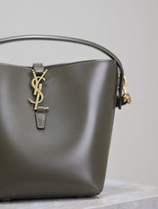 YSL 25S LE 37 MINI 20 IN DARK OLIVE CALFSKIN GOLD HARDWARE