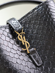 YSL 25S LE 37 BUCKET 15 IN BLACK SNAKE EMBOSSED CALFSKIN GOLD HARDWARE