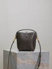 YSL 25S LE 37 MINI 15 IN BROWN LIZARD PATTERN CALFSKIN GOLD HARDWARE