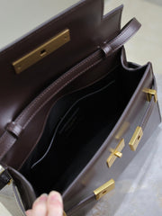 YSL 25S MANHATTAN SMALL 24 IN ROUGE CABERNET CALFSKIN GOLD HARDWARE