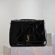 JAMIE 4.3 LARGE BAG 43 IN BLACK PATENT LAMBSKIN GOLD HARDWARE