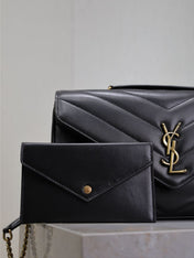 LOULOU MEDIUM 29 IN BLACK SHEEPSKIN GOLD HARDWARE