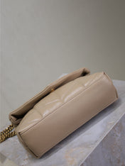 YSL 25S LOULOU PUFFER MINI 23 IN BROWN CALFSKIN GOLD HARDWARE