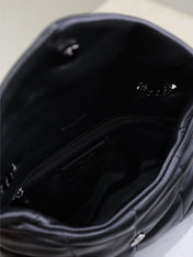 YSL 25S LOULOU PUFFER MINI 23 IN BLACK CALFSKIN BLACK HARDWRE