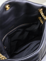 YSL 25S LOULOU PUFFER GM 35 IN BLACK CALFSKIN GOLD HARDWARE