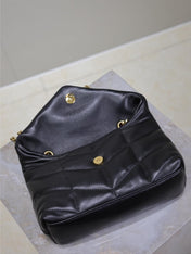 YSL 25S LOULOU PUFFER MINI 23 IN BLACK CALFSKIN GOLD HARDWARE