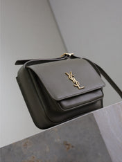 YSL 25S NIKI BABY 22 IN DARK OLIVE BROWN CALFSKIN GOLD HARDWRE